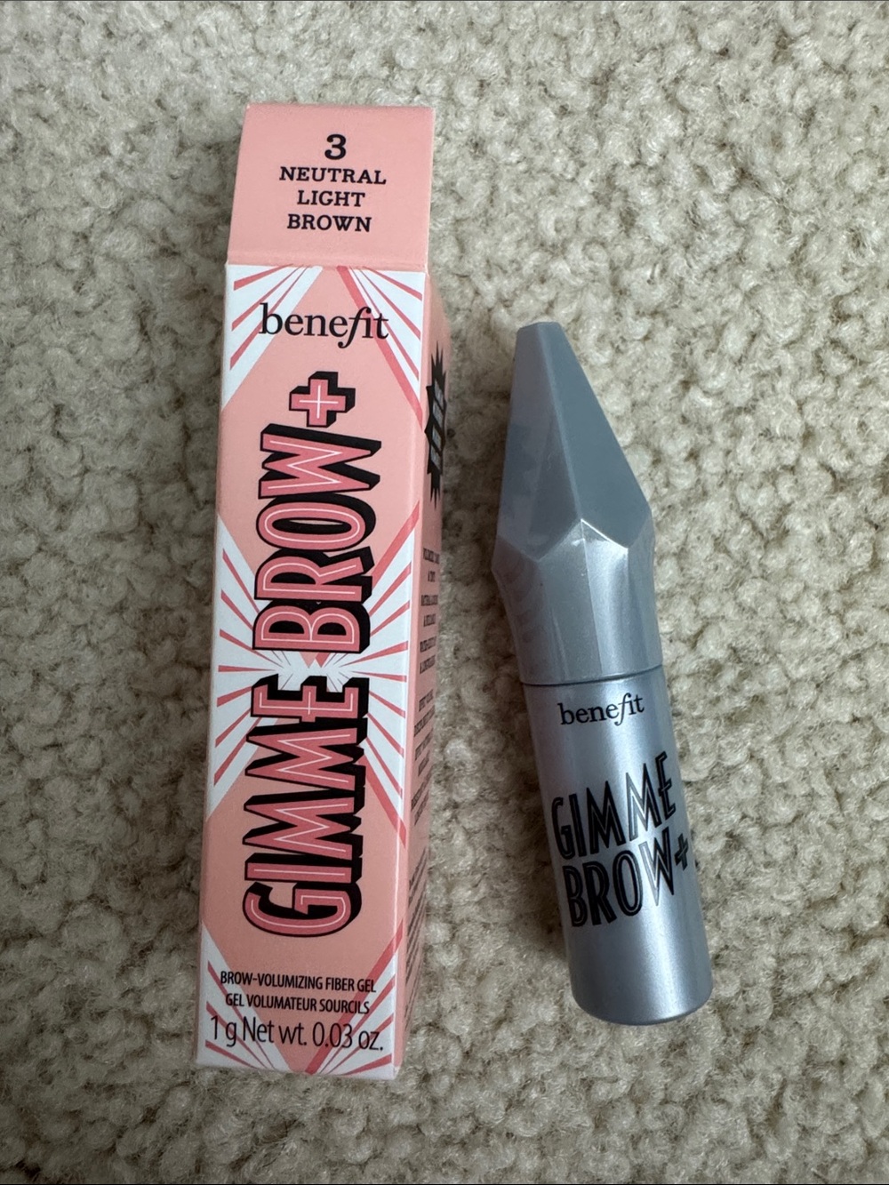 Benefit Gimme Brow+ Brow Volumizing Fiber Gel Neutral Light Brown Mini Size